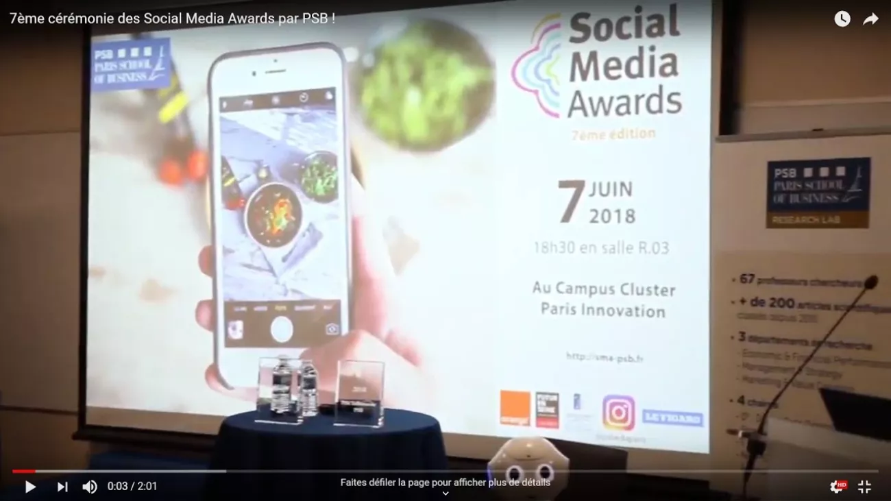 Preview image for the gge video "7ème cérémonie des Social Media Awards par PSB !".